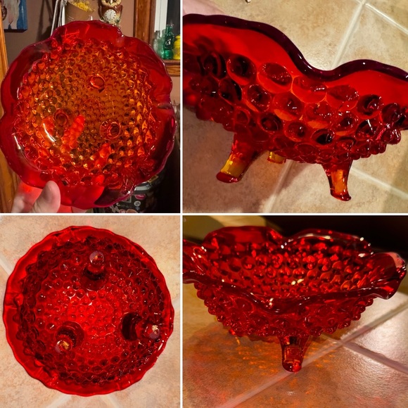 Fenton Amberina Hobnail Footed Bowl✨ - Picture 4 of 16
